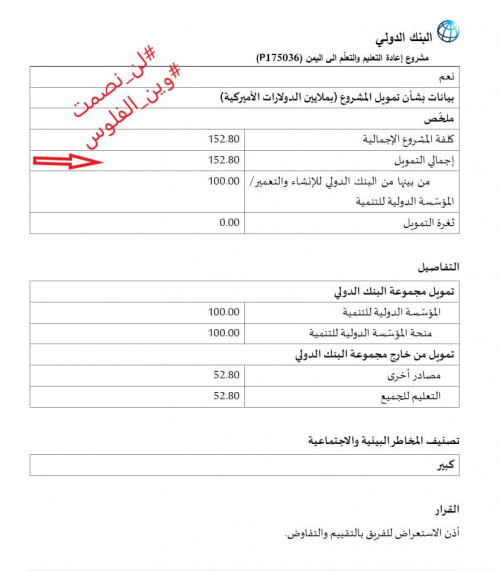 وثائق تكشف تحويل 152 مليون دولار من مشروع تعليمي إلى الحوثيين عبر منظمات دولية
