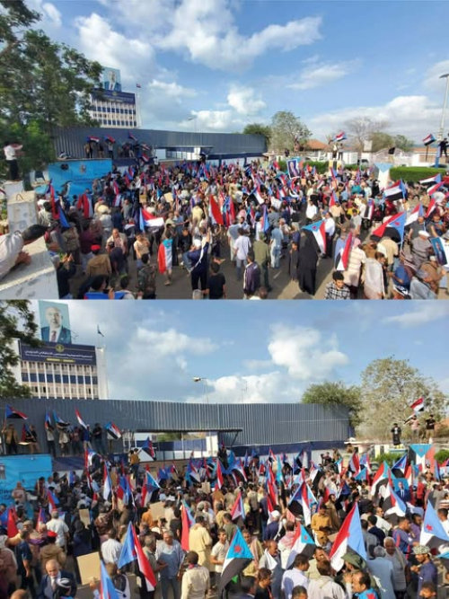 عاجل: "شبوة برس" ينشر صور أولى لحشود جماهيرية أمام مقر الجمعية العمومية للمجلس الانتقالي بالتواهي