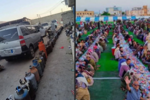 في شبوة العجائب.. أطول سفرة سمبوسة وأطول طابور غاز.!