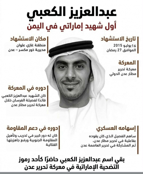 بن لغبر: عبدالعزيز الكعبي أول دماء معركة تحرير عدن الخالدة