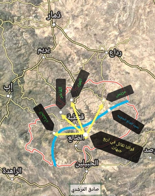 القوات اليمنية الحوثية تسعى للسيطرة على قعطبة لقطع التجاري من عدن إلى لليمن لصالح الحديدة 