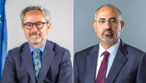 الرئيس الزُبيدي يناقش مع الاتحاد الأوروبي سُبل إنقاذ الاقتصاد ودعم مسار السلام