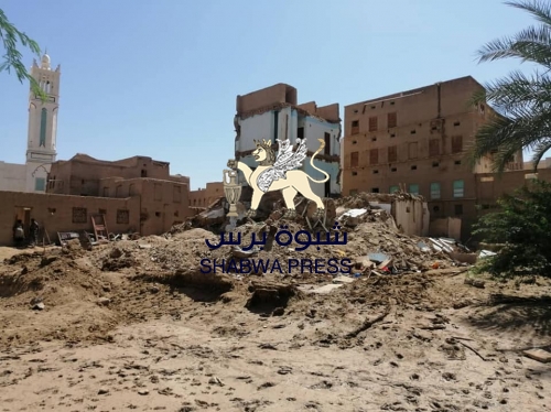 الدمار أصاب 90 منزلا: شبام المدينة القديمة .. شبام المديرية  أضرار الأمطار والسيول (صور)