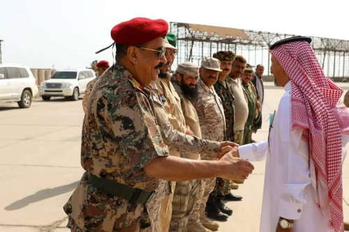 اللواء احمد سعيد بن بريك يستقبل لجنة عسكرية سعودية من التحالف العربي 