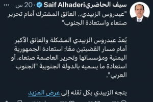 مستشار "الأحمر: "عيدروس الزبيدي" يمنع تحرير صنعاء