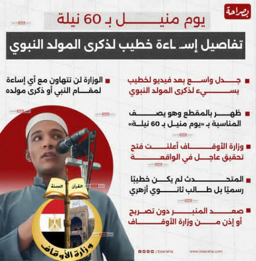 خطيب سلفي مصري يصف احتفال المولد النبوي بيوم "مُنيّل بِسِتِّينْ نيلة"
