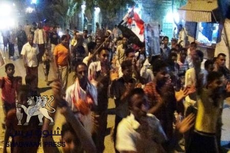 مسيرة حاشدة بشحير بمناسبة ذكرى افشال الانتخابات و تضامنآ مع العاصمة عدن