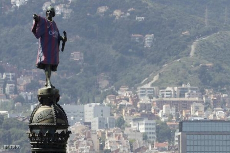 كولومبوس يشجع برشلونة ويغضب إسبانيول