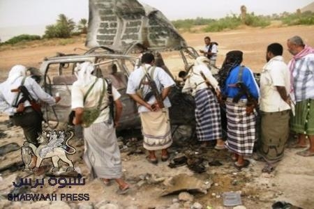 مصرع ثمانية أشخاص في غارة جوية مساء السبت في المحفد بأبين