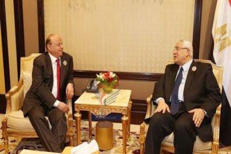 الرئيس هادي يلتقي الرئيس المصري عدلي منصور