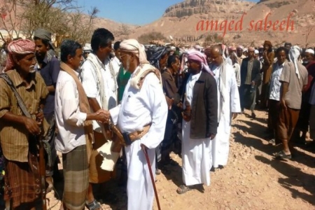 تجمع قبائل الشنافر وحلف قبائل بني ضنه يقدم واجب العزاء والتضامن الكامل لقبائل البيت عليي وقبائل الحموم