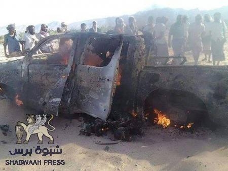 عاجل : مقتل أربعة أشخاص في غارة جوية على سيارة في أحدى قرى ميفعة بمحافظة شبوه