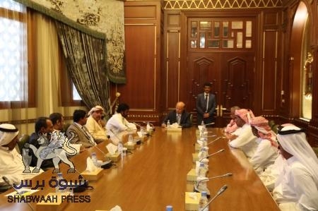 المقدم بن حبريش وقيادة حلف قبائل حضرموت تلتقي بالرئيس هادي
