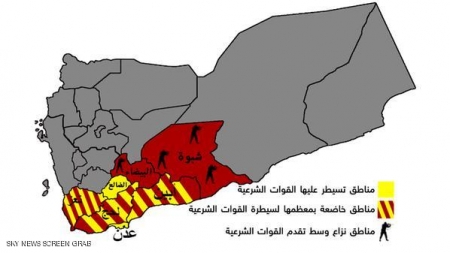خريطة تقدم القوات الشرعية في جنوب اليمن