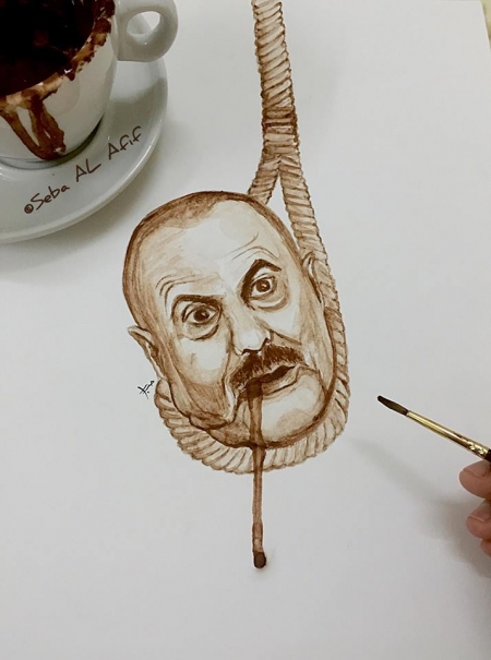 شاهد ‘‘هاوية الغرور‘‘ رسم لنهاية المخلوع صالح بريشة المحامية صبا آل عفيف