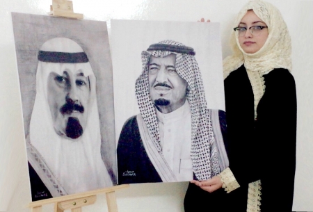 بعد مرور عام على الرحيل والبيعة.. ‘‘صبا آل عفيف‘‘ تهدي المملكة أجمل لوحتين لملك الحزم ‘‘سلمان‘‘