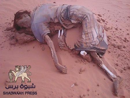 العثور على جثة متحللة لمجهول في رملة السبعتين شمال غرب شبوه
