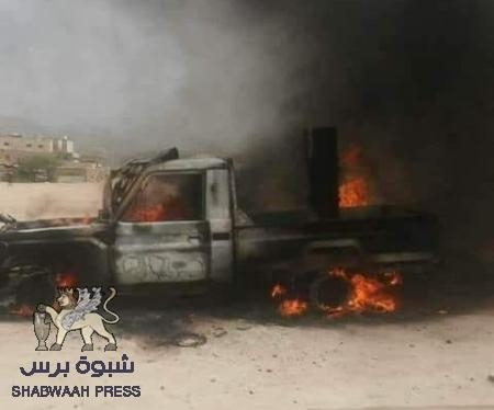 انفجار عبوة ناسفة في طقم عسكري تابع لنخبة شبوه